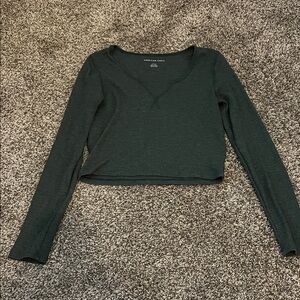 American Eagle Outfitters Forest Green Long Sleeve Top